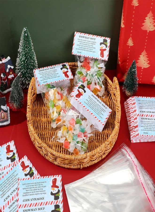 Watersay 50 Sets Christmas Snowman Soup Treat Bags Toppers with Self Adhesive Cute Winter Hot Chocolate Candy Bag for Party Favor Wrapping - Image 5
